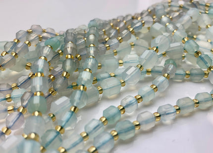 5x6mm 7x8mm AAA Faceted Energy Prism Cut Blue Chalcedony Gemstone Genuine Double Terminated Points Aqua Blue Lace Agate Beads #3628