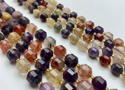 7x8mm 9x10mm Half Strand Faceted Energy Prism Cut Auralite 23 Gemstone Genuine Double Terminated Points Natural Cacoxenite Beads #3593