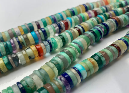 7mm 8mm 9mm AAA 100% All Natural Mixed Amethyst Lapis Chalcedony Emerald Green Garnet Turquoise Jade Malachite Heishi Beads 8 Inches #3751