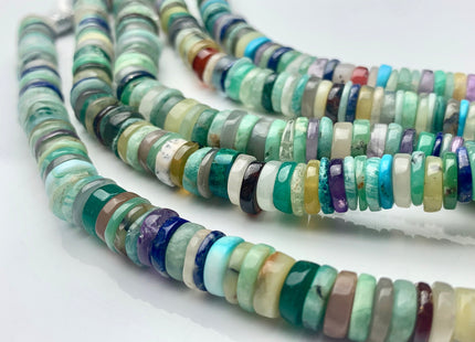 7mm 8mm 9mm AAA 100% All Natural Mixed Amethyst Lapis Chalcedony Emerald Green Garnet Turquoise Jade Malachite Heishi Beads 8 Inches #3751