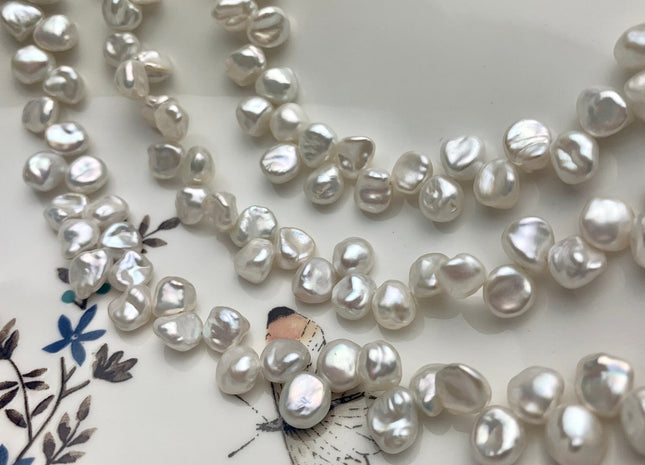 7-8mm AAAAA Natural White Keshi Freshwater Pearl Super High Luster Genuine Top Drilled Dancing Keshi Pearl Beads 83 Pieces #P1577