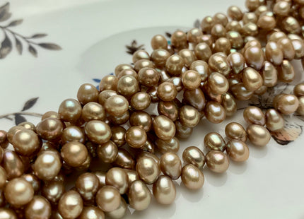 5x7mm AAA Top Drilled Champagne Color Rice/Oval Freshwater Pearl Beads Genuine Dancing Cultured Freshwater Pearls #P1509
