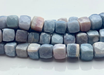 6-8mm Half Strand Faceted Cube Dice Shape Multi Lavender Opal Beads Genuine Diamond Cut Light Gray Purple Pink Opal Beads 8 Inches #3761