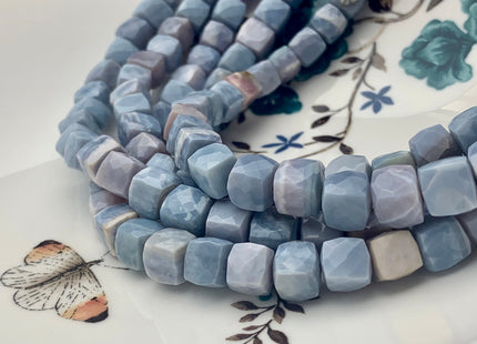 6-8mm Half Strand Faceted Cube Dice Shape Multi Lavender Opal Beads Genuine Diamond Cut Light Gray Purple Pink Opal Beads 8 Inches #3761