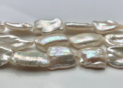 13-16x15-25 mm AAAA Natural White Biwa Stick Freshwater Pearls Beads Genuine High Luster Rare white Thick Biwa Freshwater Pearls #P1493