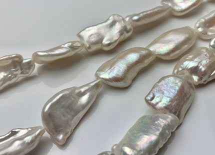 13-16x15-25 mm AAAA Natural White Biwa Stick Freshwater Pearls Beads Genuine High Luster Rare white Thick Biwa Freshwater Pearls #P1493