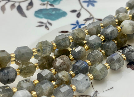 7x8mm Faceted Energy Prism Cut Labradorite Gemstone Genuine Double Terminated Points Gray Labradorite Beads 39 Pieces #3657