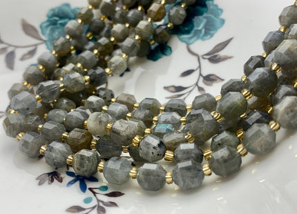 7x8mm Faceted Energy Prism Cut Labradorite Gemstone Genuine Double Terminated Points Gray Labradorite Beads 39 Pieces #3657