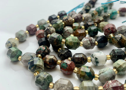 8x9mm Half Strand Faceted Energy Prism Cut Turquoise Gemstone Genuine Double Terminated Points Natural Chrysocolla Beads 18 Pieces #3659