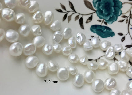 7-9x9-12mm AAA Natural White Top Drilled Keshi Nugget Freshwater Pearl Genuine Dancing White High Luster Keshi Pearl Beads #P1468