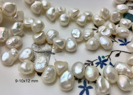 7-9x9-12mm AAA Natural White Top Drilled Keshi Nugget Freshwater Pearl Genuine Dancing White High Luster Keshi Pearl Beads #P1468