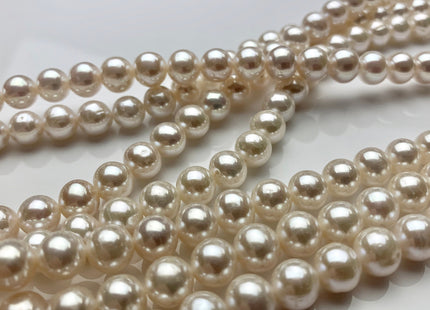 7mm AAA Extra Shiny Natural White Perfect Round Large Hole Freshwater Pearl Genuine High Luster White Bridal Pearl HoleSize 1.2-2.1mm #P1471