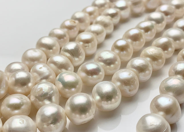 11-12 mm Natural White Potato Ringed Freshwater Pearl Beads Genuine Natural Pearl Beads Cultured Freshwater Pearls 38 Pieces #P1472
