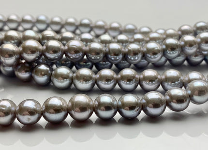 8 mm AAA Extra Shiny Gray Color Perfect Round Freshwater Pearls Bridal Beads 1.2mm 1.5mm 2.1mm Large Hole High Luster 52 Pieces #P1479