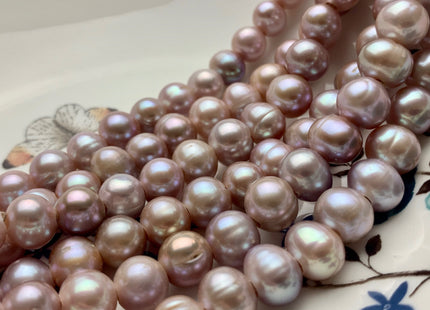 10 mm AAA Half Strand Large Hole Natural Mauve Pink Round Freshwater Pearl Beads 3.0 mm Hole Genuine Freshwater Pearls 22 Beads #P1475