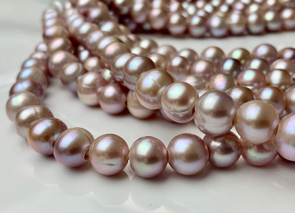 10 mm AAA Half Strand Large Hole Natural Mauve Pink Round Freshwater Pearl Beads 3.0 mm Hole Genuine Freshwater Pearls 22 Beads #P1475