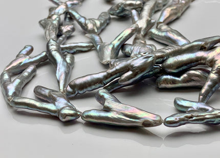 15-20x36-40 mm Rare Chicken Feet Shape Genuine Freshwater Pearl Beads High Luster Gray Color Limited Edition Pearls 11-12 Pieces #P1477