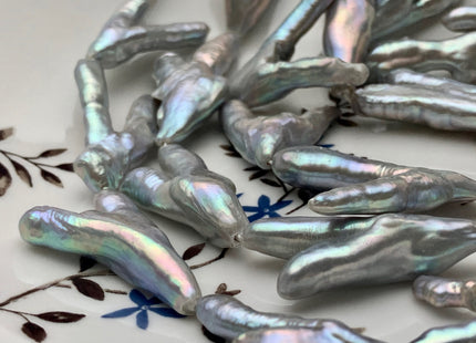 15-20x36-40 mm Rare Chicken Feet Shape Genuine Freshwater Pearl Beads High Luster Gray Color Limited Edition Pearls 11-12 Pieces #P1477