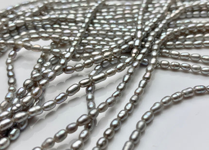 2.5x4 mm AA Gray Rice Tiny Seed Freshwater Pearls High Luster Very Rare Genuine Gray Natural Rice Freshwater Pearls 82-100 Beads #P1481