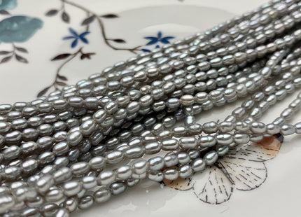 2.5x4 mm AA Gray Rice Tiny Seed Freshwater Pearls High Luster Very Rare Genuine Gray Natural Rice Freshwater Pearls 82-100 Beads #P1481
