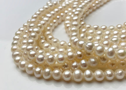 6-6.5 mm AAA Half Strand Large Hole Natural White Potato Freshwater Pearl Beads 1.5 mm 2.1 mm Hole Genuine Freshwater Pearl 34 Pieces #P1483