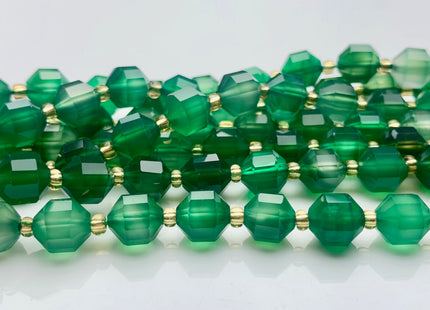 7x8mm Faceted Energy Prism Cut Agate Gemstone Genuine Double Terminated Points Emerald Green Color Agate Beads 38 Pieces #3661