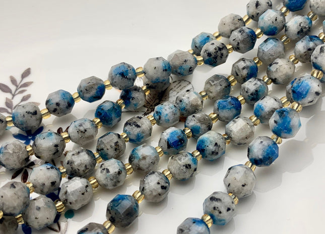 7x8mm 9x10mm Half Strand Faceted Energy Prism Cut K2 Jasper Gemstone Genuine Double Terminated Points Natural Granite K2 Jasper Beads #3663