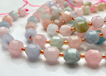 9x10mm 11x12mm AAA Half Strand Faceted Energy Prism Cut Morganite Gemstone Genuine Double Terminated Points Multi Color Morganite Bead #3665