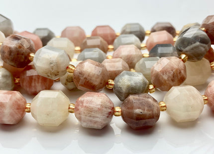 11x12mm Half Strand Faceted Energy Prism Cut Sunstone Gemstone Double Terminated Points Gray Brown Moonstone Beads 13-14 Pieces #3668