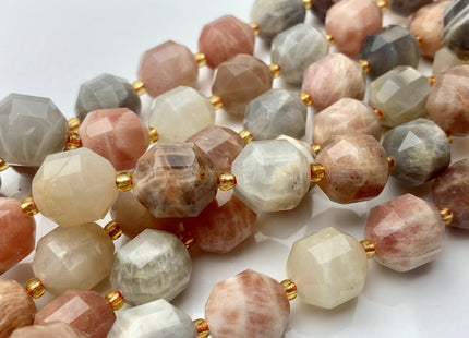 11x12mm Half Strand Faceted Energy Prism Cut Sunstone Gemstone Double Terminated Points Gray Brown Moonstone Beads 13-14 Pieces #3668