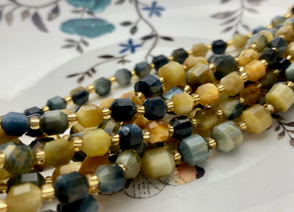 5x6mm 7x8mm AAA Faceted Energy Prism Cut Tiger Eye Gemstone Genuine Double Terminated Points Multi Blue Gray Gold Tiger Eye Beads #3670