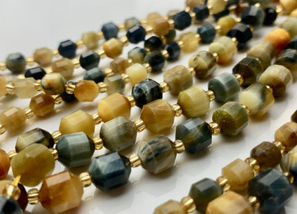 5x6mm 7x8mm AAA Faceted Energy Prism Cut Tiger Eye Gemstone Genuine Double Terminated Points Multi Blue Gray Gold Tiger Eye Beads #3670