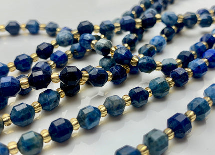 5x6mm Faceted Energy Prism Cut Lapis Gemstone Genuine Double Terminated Points Blue Color Lapis Beads 49 Pieces #3672
