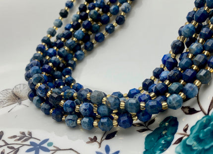 5x6mm Faceted Energy Prism Cut Lapis Gemstone Genuine Double Terminated Points Blue Color Lapis Beads 49 Pieces #3672