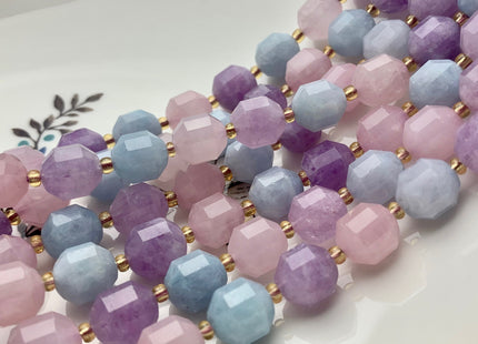 9x10mm Half Strand Faceted Energy Prism Cut Rose Quartz Amethyst Aquamarine Gemstone Genuine Double Terminated Points Multi Color Bead #3666