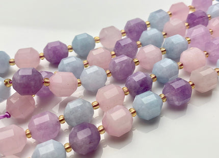 9x10mm Half Strand Faceted Energy Prism Cut Rose Quartz Amethyst Aquamarine Gemstone Genuine Double Terminated Points Multi Color Bead #3666