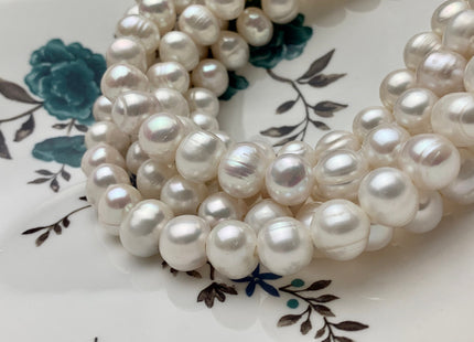 11-12 mm Large Hole Natural White Potato Freshwater Pearl Beads Hole Size 2.2 mm Genuine Large Hole Beads Large Hole White Pearls #P1486