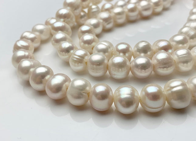 11-12 mm Large Hole Natural White Potato Freshwater Pearl Beads Hole Size 2.2 mm Genuine Large Hole Beads Large Hole White Pearls #P1486
