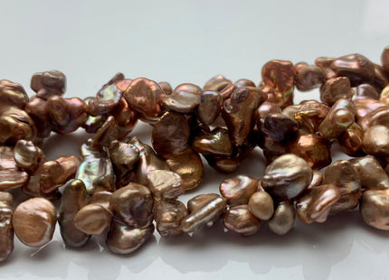 10x15-18 mm AAA Double Keshi Top Drilled Pinkish Copper Freshwater Pearls Genuine Copper Champagne Keshi Freshwater Pearls #P1491