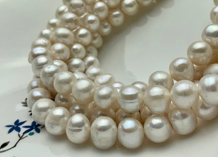 11-12 mm Natural White Potato Ringed Freshwater Pearl Beads Genuine Natural Pearl Beads Cultured Freshwater Pearls 38 Pieces #P1472