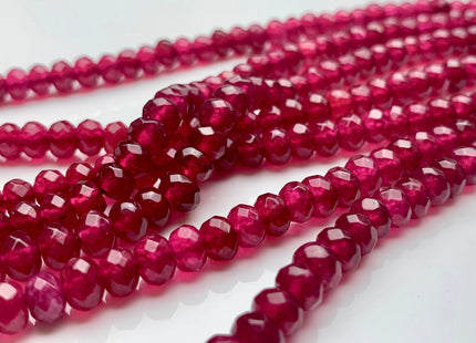 BEST DEAL 4x6 mm Faceted Rondelle Translucent Cranberry Color Agate Gemstone Beads Genuine Agate Gemstone Loose Beads 14 Inches Strand #2766