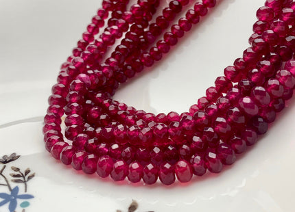 BEST DEAL 4x6 mm Faceted Rondelle Translucent Cranberry Color Agate Gemstone Beads Genuine Agate Gemstone Loose Beads 14 Inches Strand #2766