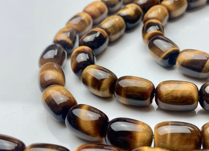 10x14mm Natural Color Smooth Barrel Shape Tiger Eye Gemstone Beads Natural Multi Brown Color Tiger Eye Gemstone Beads 28 Pieces #3681