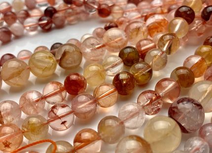 6mm 8mm 10mm 12mm AAA Half Strand Smooth Round Natural Hematoid Lepidocrocite Quartz Gemstone Beads Genuine Natural Red Quartz Beads #3685