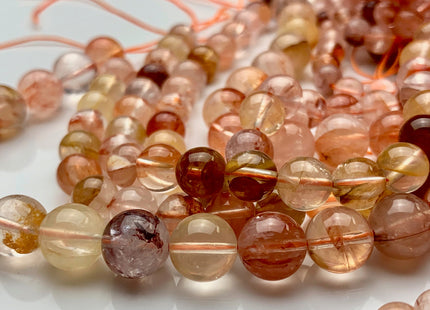 6mm 8mm 10mm 12mm AAA Half Strand Smooth Round Natural Hematoid Lepidocrocite Quartz Gemstone Beads Genuine Natural Red Quartz Beads #3685