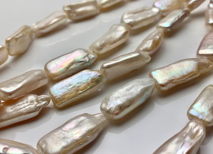 8-10x17-20 mm Natural White Color Rectangle Coin Freshwater Pearl Beads Genuine Rectangle Coin Freshwater Pearls #P1506