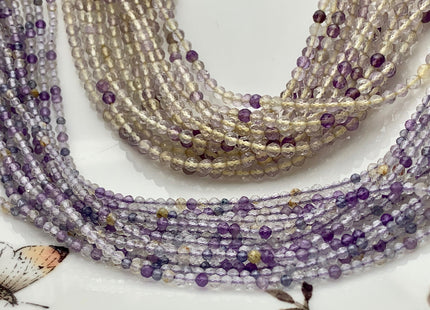 2-2.5 mm Natural Color Micro Faceted Round Tiny Ametrine Gemstone Beads Genuine Natural Yellow Purple Color Small Ametrine 15.5 Inches #3684