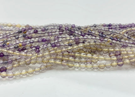 2-2.5 mm Natural Color Micro Faceted Round Tiny Ametrine Gemstone Beads Genuine Natural Yellow Purple Color Small Ametrine 15.5 Inches #3684