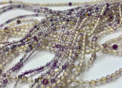2-2.5 mm Natural Color Micro Faceted Round Tiny Ametrine Gemstone Beads Genuine Natural Yellow Purple Color Small Ametrine 15.5 Inches #3684