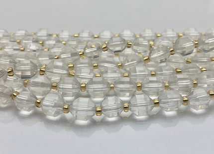 7x8 mm AAA Faceted Energy Prism Cut Rock Quartz Gemstone Genuine Double Terminated Points Clear Rock Quartz Bead 15.5 Inches 40 Pieces #3768